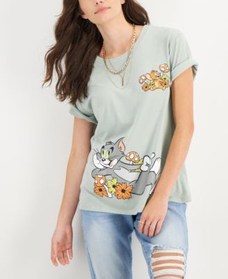Love Tribe - Juniors' Tom & Jerry Mushroom Graphic T-Shirt