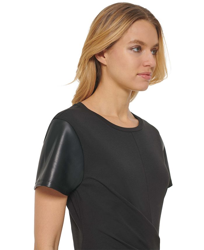 DKNY Mixed Media Faux Wrap Dress Macy's