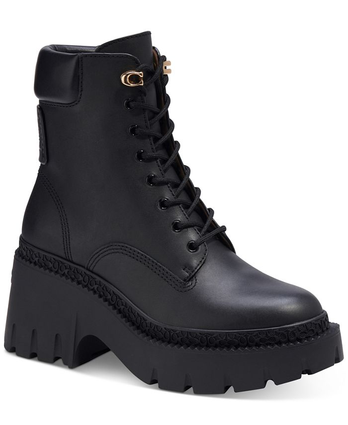 COACH Women's Ainsely Lace Up Lug Sole Combat Booties - Macy's