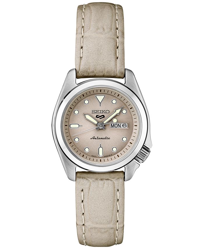 Seiko Women's Automatic 5 Sports Tan Leather Strap Watch 28mm & Reviews -  All Watches - Jewelry & Watches - Macy's