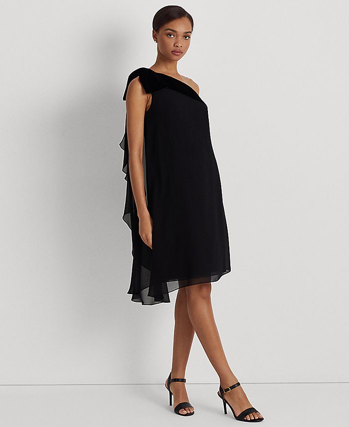 Lauren Ralph Lauren Chiffon One-Shoulder Dress - Macy's
