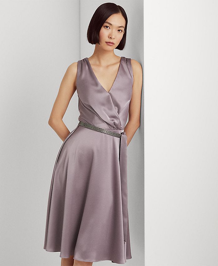 Lauren Ralph Lauren Belted Charmeuse Cocktail Dress Macy's