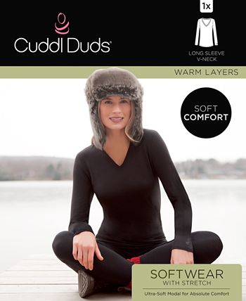 Cuddl Duds Plus Size Softwear with Stretch V-Neck Top - Macy's