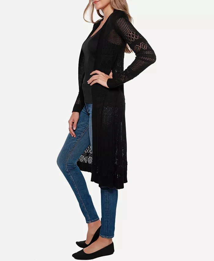 Pointelle-Stitch Duster Cardigan Sweater - thumbnail 7