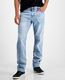 Men's Slim-Fit Straight Stretch Jeans in a Light Wash