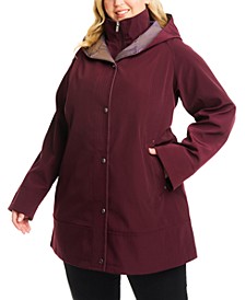 Women's Plus Size Hooded Two-Tone Raincoat