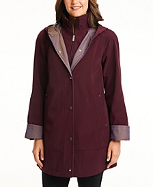 Petite Hooded Colorblocked Raincoat