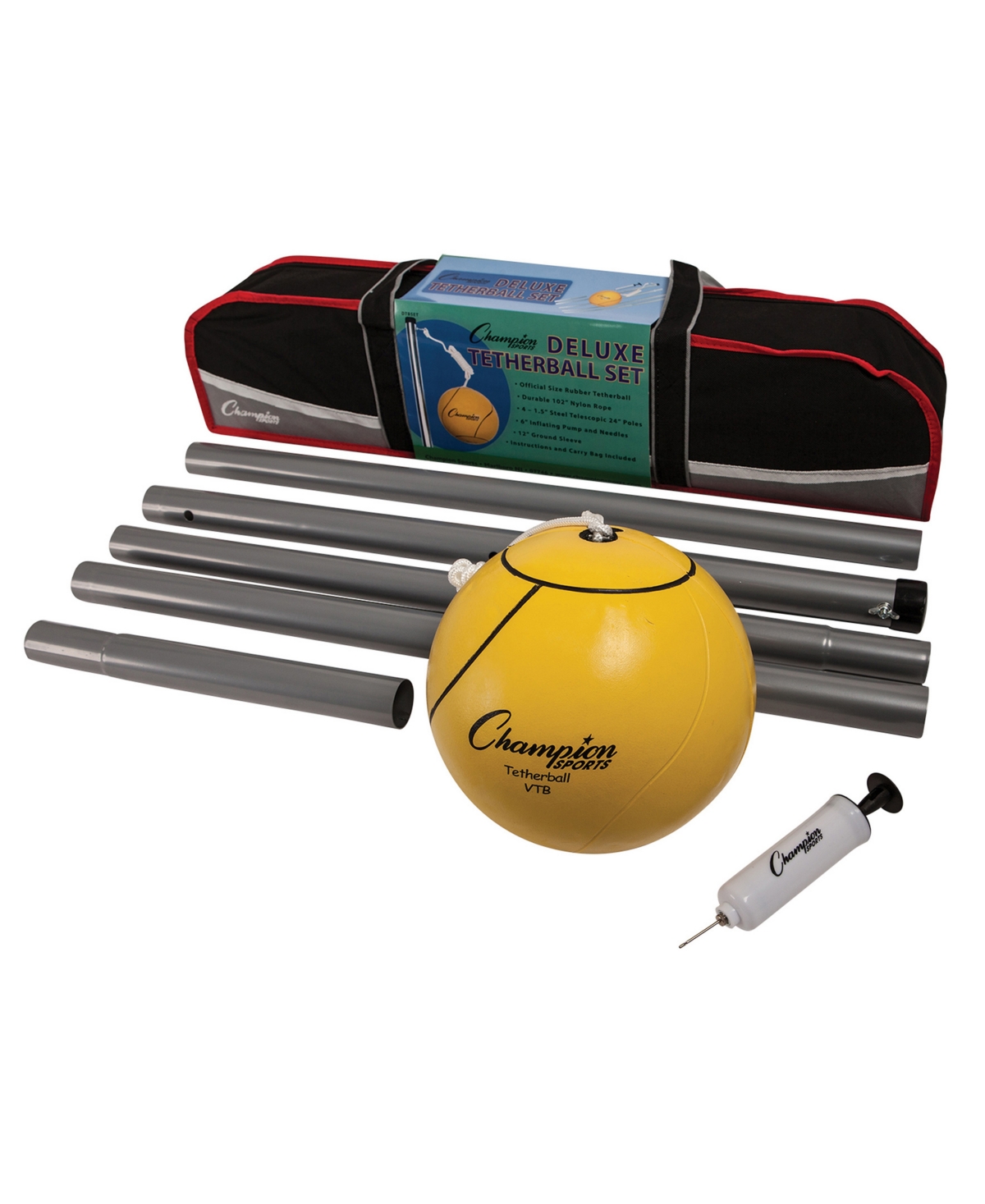 Champion Sports Deluxe Tether Ball Set. 10 Piece In Assorted