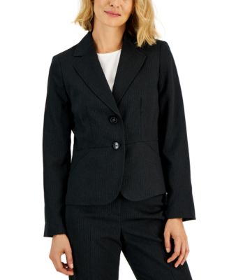 Women's Two-Button Pinstriped Pantsuit Set, Regular & Petite