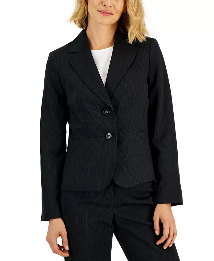 Women's Two-Button Pinstriped 2 Piece Pantsuit, Regular & Petite - thumbnail 9