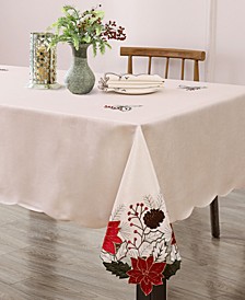 Poinsettia Cut-Work Fabric Tablecloth, 60" x 84"