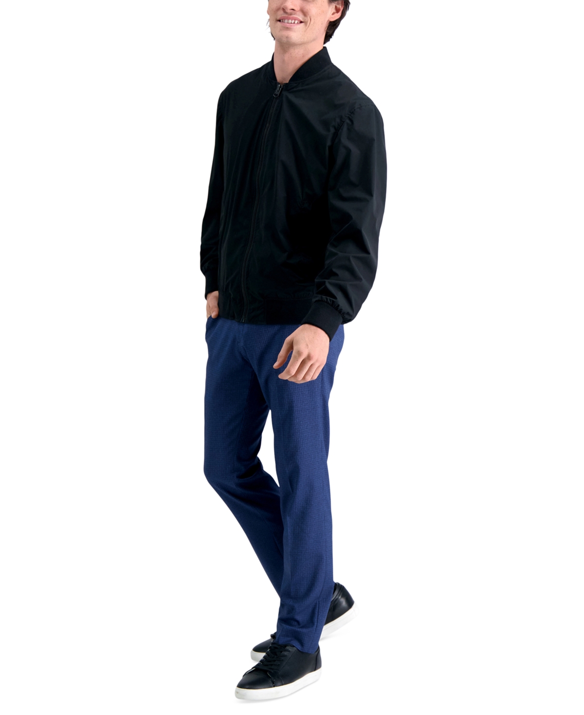 Shop Kenneth Cole Reaction Men's Slim-fit Stretch Check Dress Pants In Blue Grid