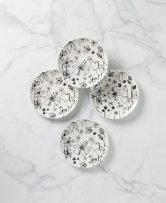 Garden Doodle 4 Piece Accent Plate Set