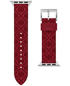 T Monogram Red Fabric & Leather Strap For Apple Watch® 38mm/40mm/41mm