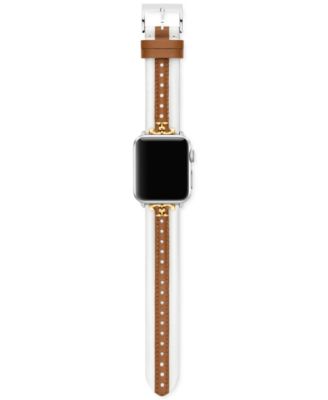 Tory Burch★上品なアイボリーレザーApple WatchストラップKIRA Tory Burch The Kira White & Luggage Leather Strap For Apple