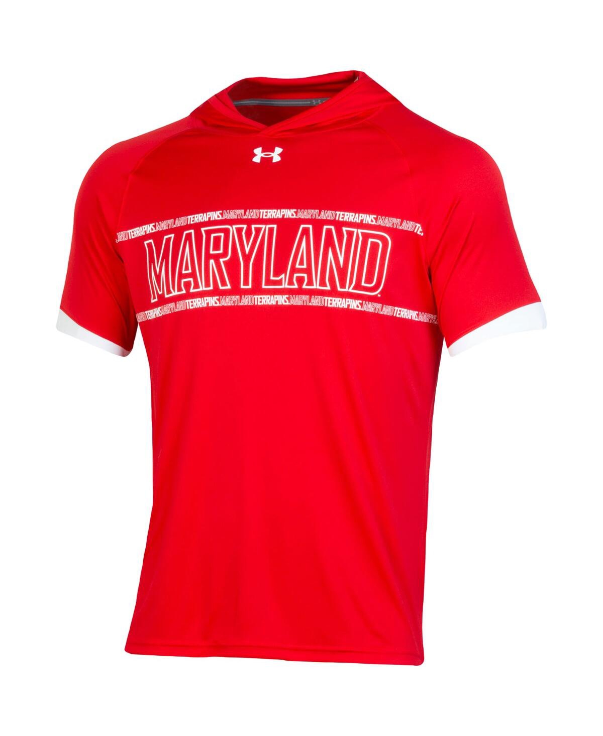 Shop Under Armour Men's  Red Maryland Terrapins On-court Basketball Shooting Hoodie Raglan Performance T-s