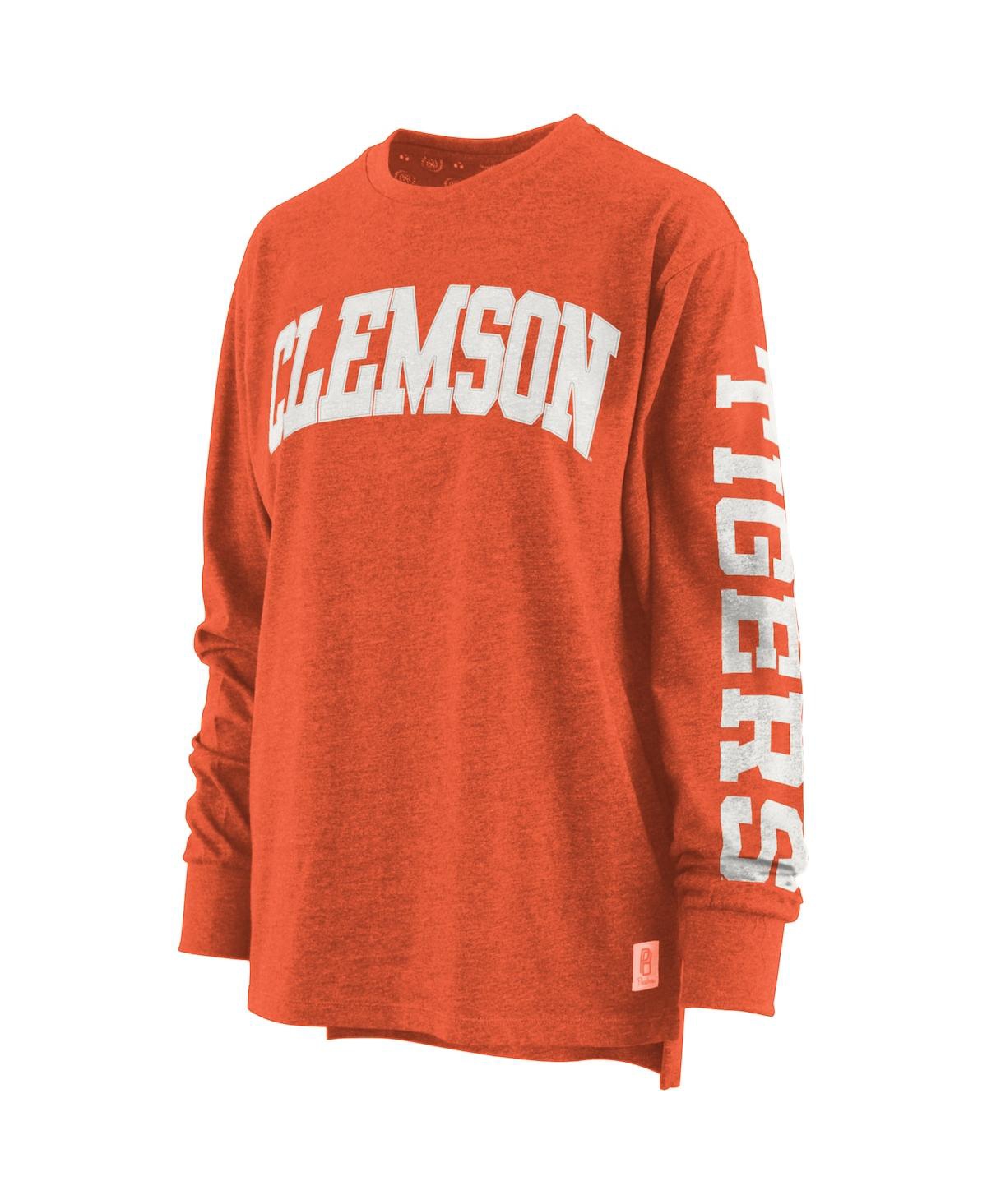 PRESSBOX WOMEN'S PRESSBOX ORANGE CLEMSON TIGERS PLUS SIZE TWO-HIT CANYON LONG SLEEVE T-SHIRT 