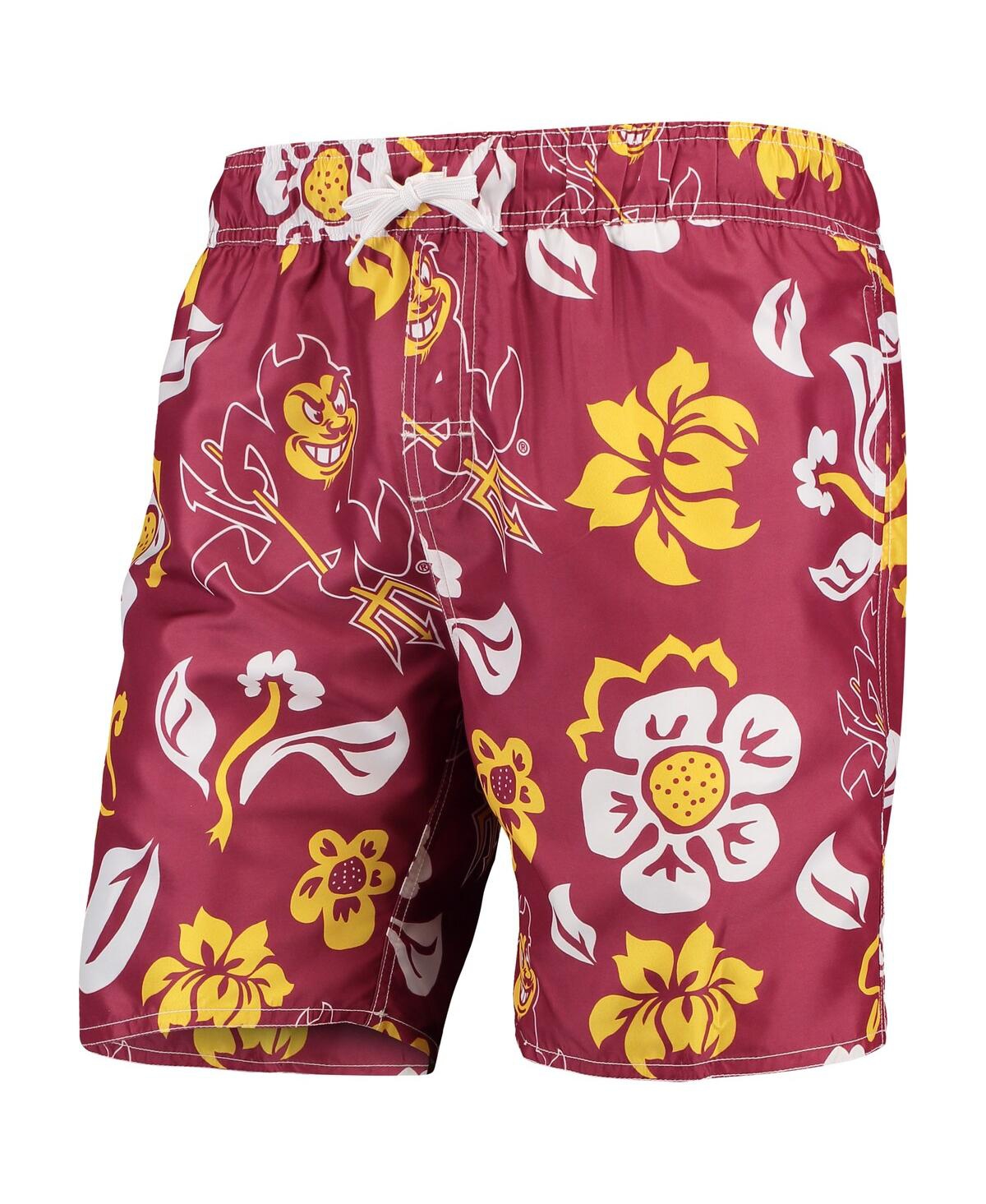 Shop Wes & Willy Men's  Maroon Arizona State Sun Devils Floral Volley Swim Trunks
