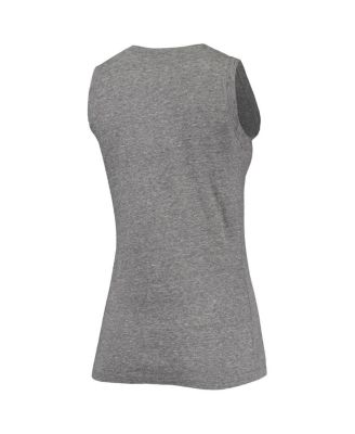 Women's Heathered Gray Arkansas Razorbacks Relaxed Henley Tri-Blend V-Neck Logo Tank Top
