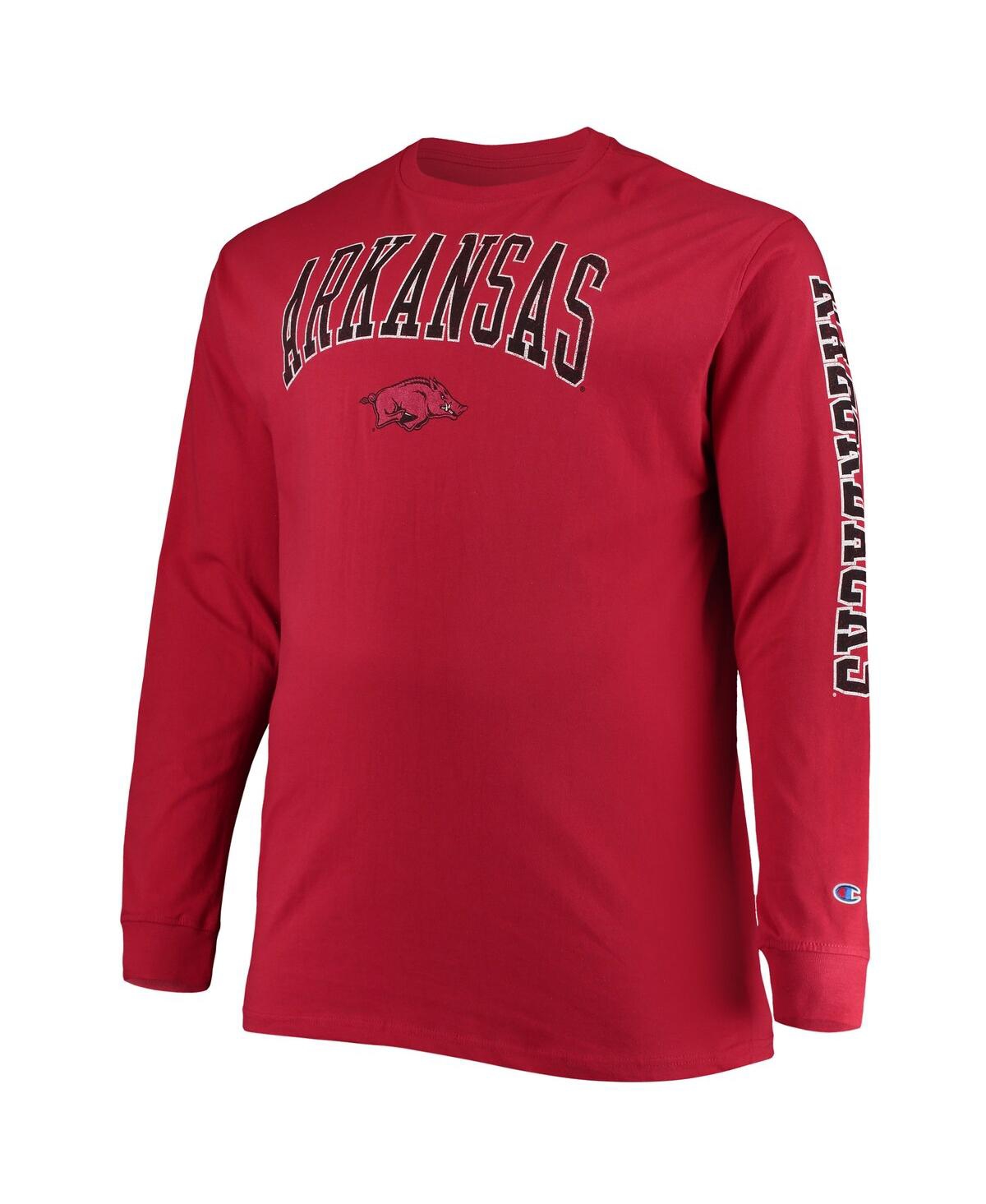 Shop Champion Men's  Cardinal Arkansas Razorbacks Big And Tall 2-hit Long Sleeve T-shirt