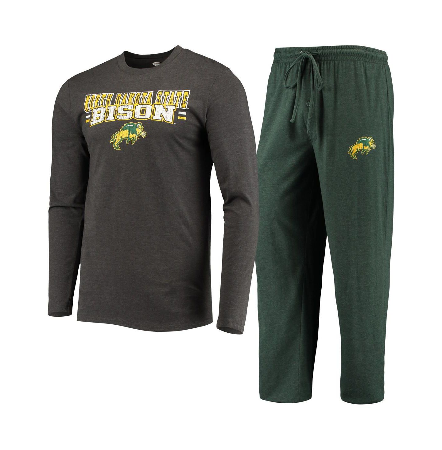 Мужская пижама Concepts Sport Ndsu Bison Meter, Green/Heathered Charcoal — фото 1