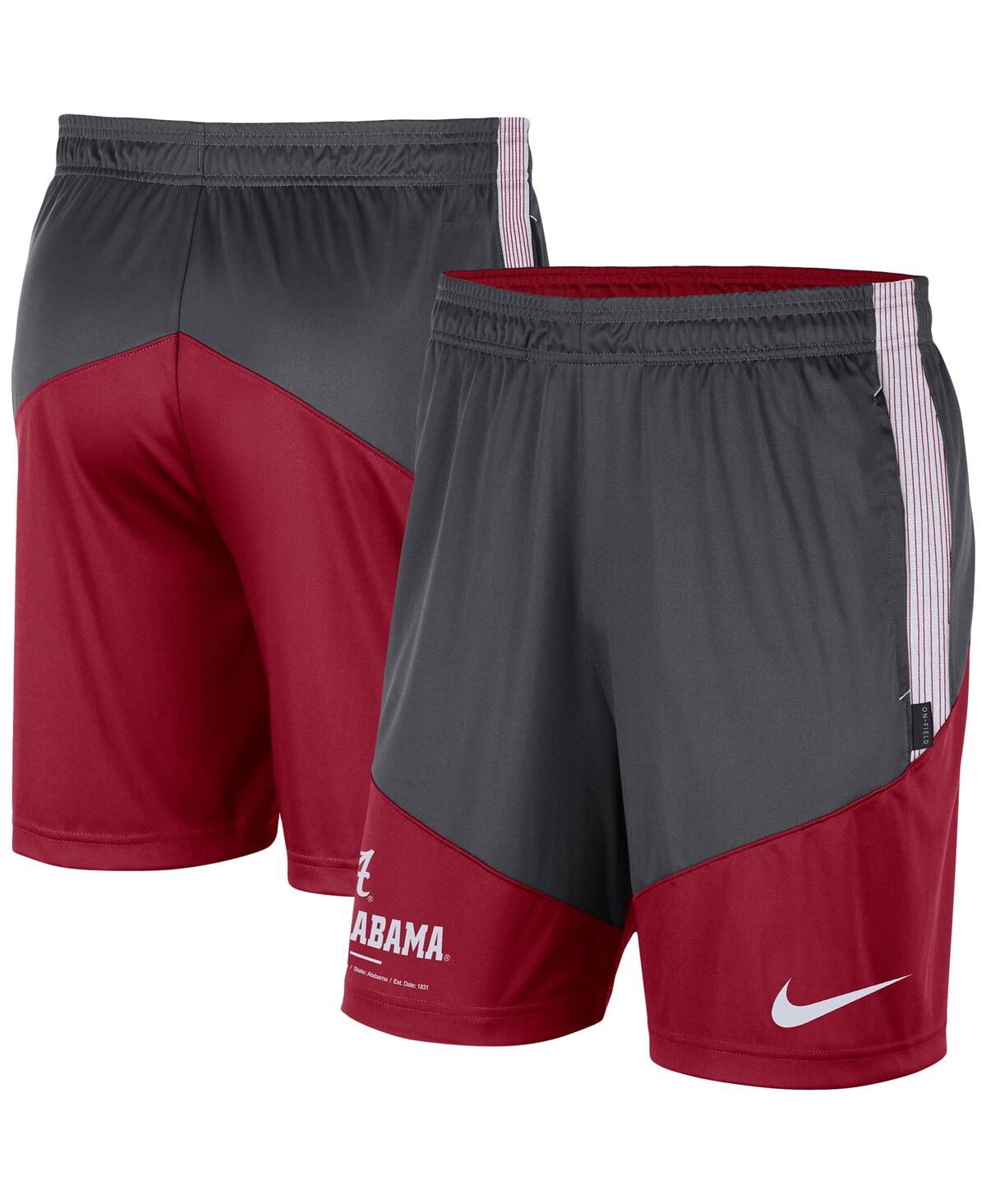 Shop Nike Men's  Charcoal And Crimson Alabama Crimson Tide Team Performance Knit Shorts In Charcoal,crimson