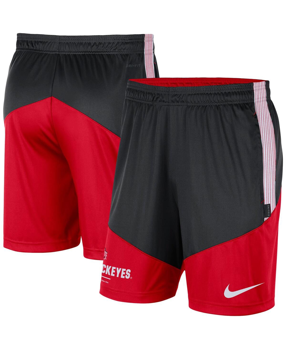 Shop Nike Men's  Black And Scarlet Ohio State Buckeyes Team Performance Knit Shorts In Black,scarlet