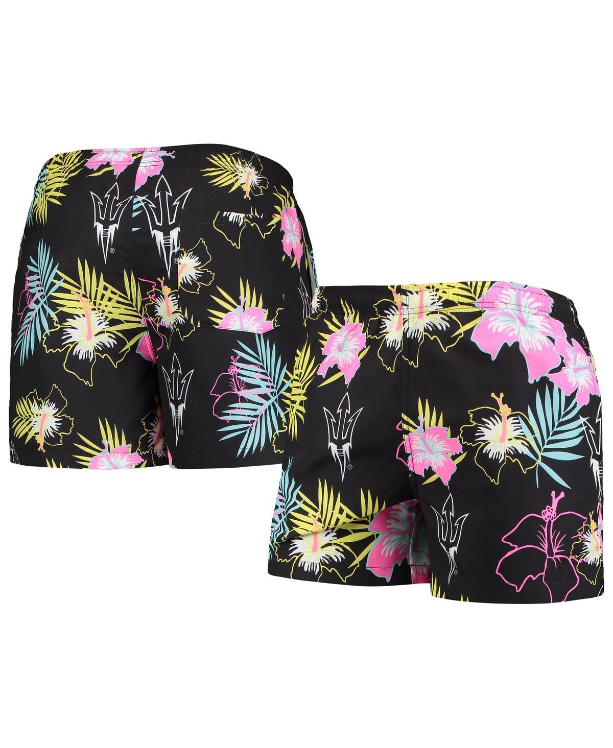 Foco Men's  Black Arizona State Sun Devils Neon Floral Swim Trunks In Black