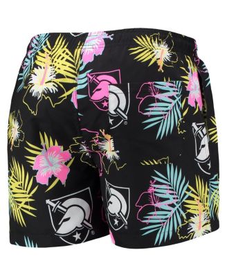 Men's Black Army Black Knights Neon Floral Swim Trunks