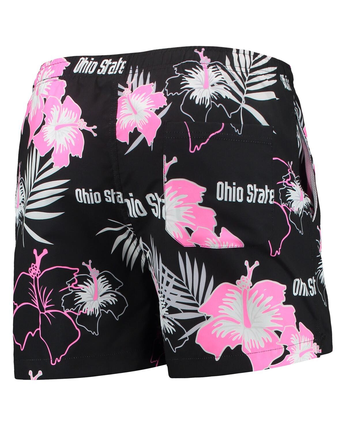 Shop Foco Men's  Black Ohio State Buckeyes Neon Floral Swim Trunks
