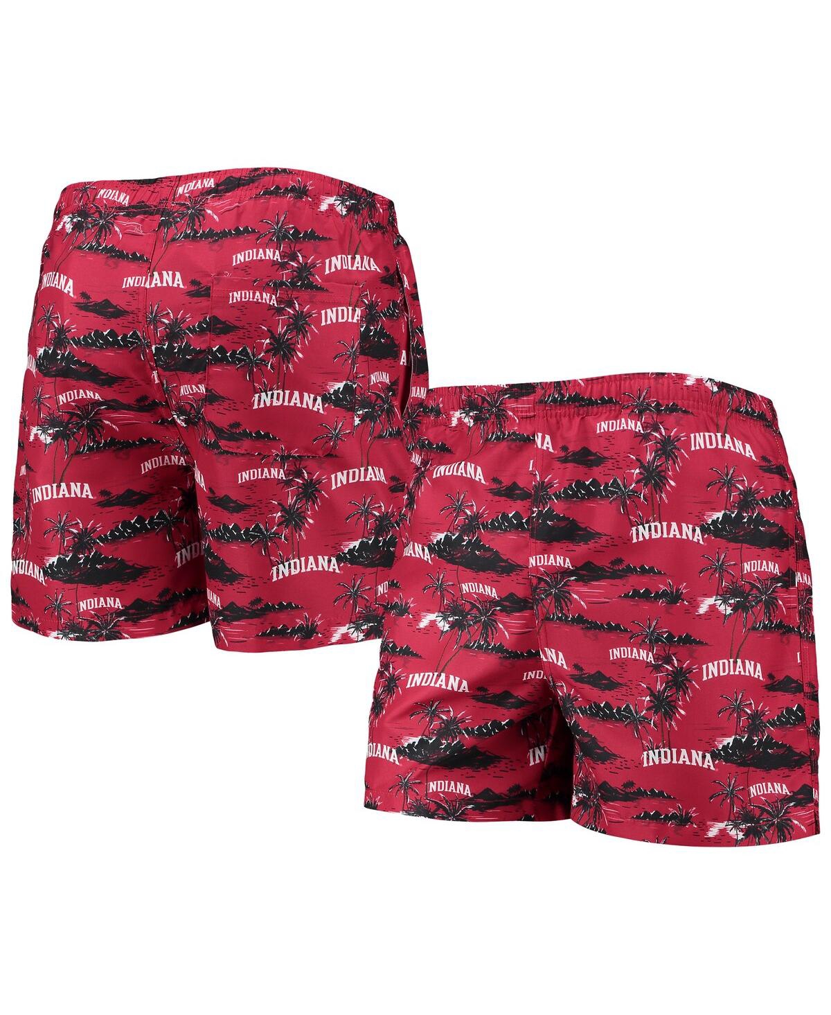 Men's FocoIndiana Hoosiers Island Palm Swim Trunks - Crimson