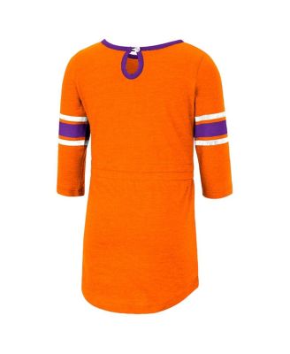 Toddler Girls Heathered Orange Clemson Tigers Poppin Sleeve Stripe Dress