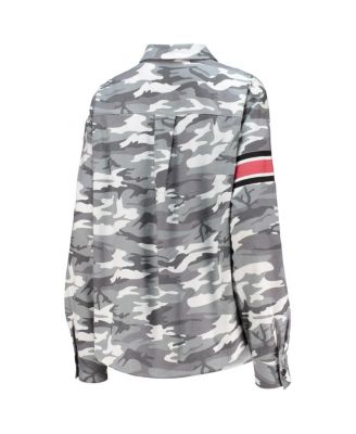 Women's Gray Alabama Crimson Tide Camo Flannel Button-Up Long Sleeve Shirt