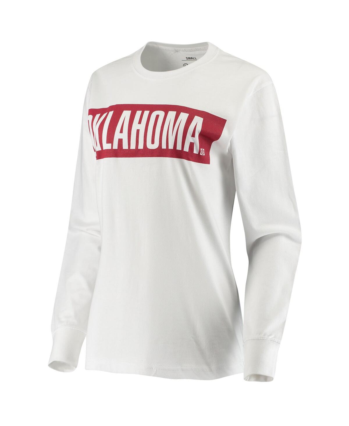 PRESSBOX WOMEN'S PRESSBOX WHITE OKLAHOMA SOONERS BIG BLOCK WHITEOUT LONG SLEEVE T-SHIRT 