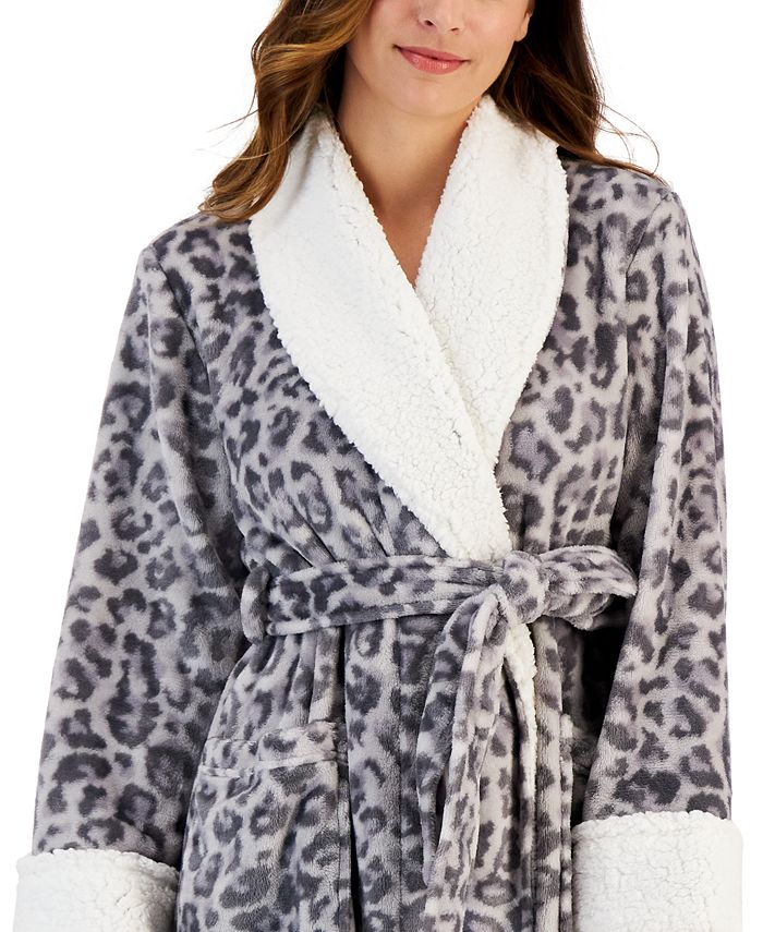 Charter Club Women's Short FauxFurTrim Animal Wrap Robe, Created for