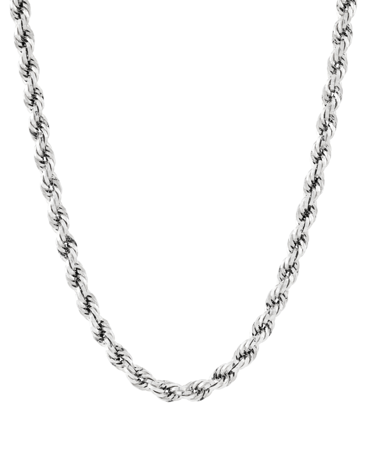 Macy's Evergreen Rope Link 24" Chain Necklace (5.3mm) In 10k White Gold In White