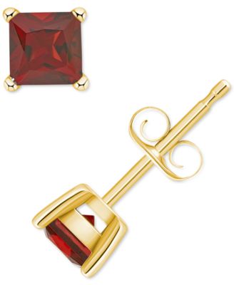 Macy's - Garnet Square Stud Earrings (1 ct. t.w.) in 14k Gold