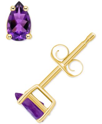 Macy's - Amethyst Pear Stud Earrings (3/8 ct. t.w.) in 14k Gold