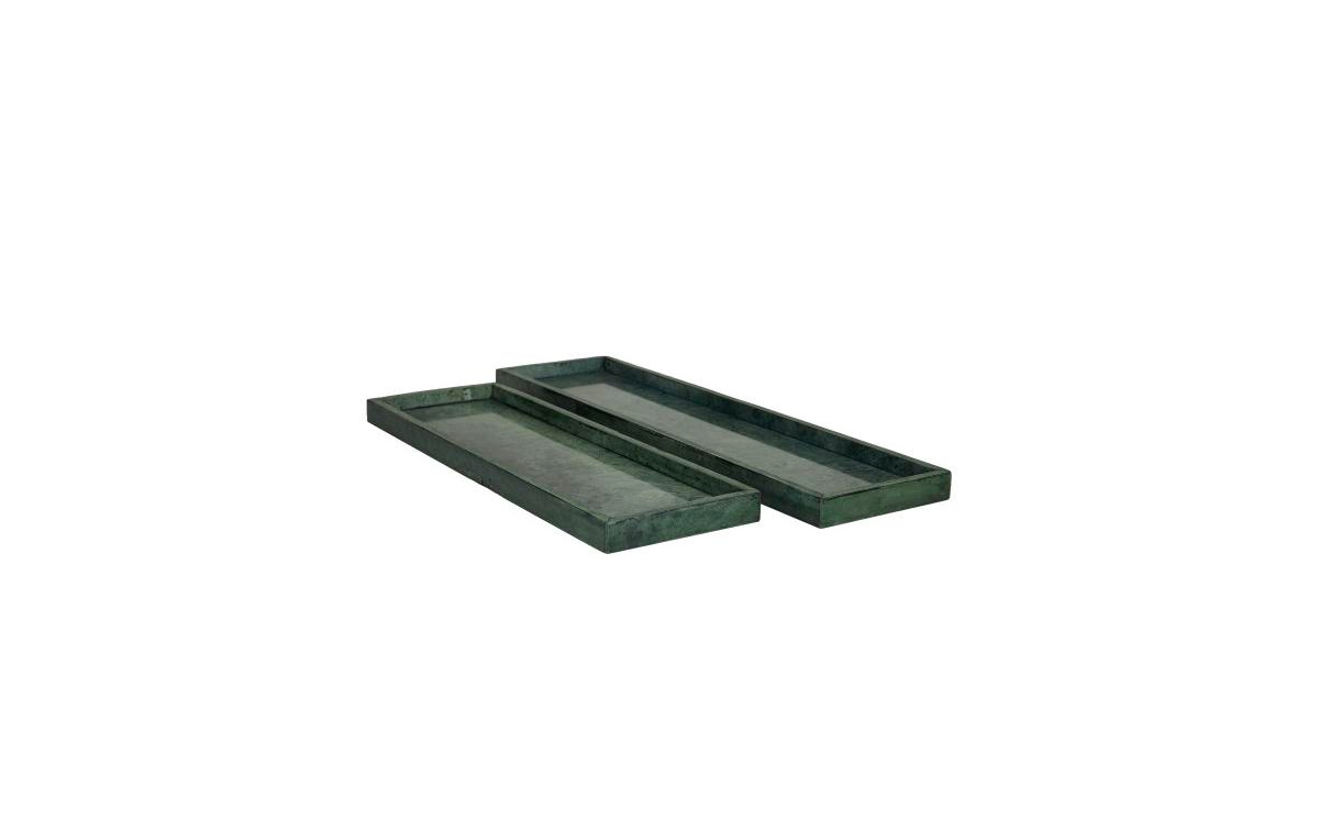 Cosmoliving Marble Modern 2 Piece Tray Set In Green Large