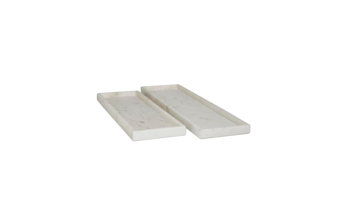Cosmoliving Marble Modern 2 Piece Tray Set In White
