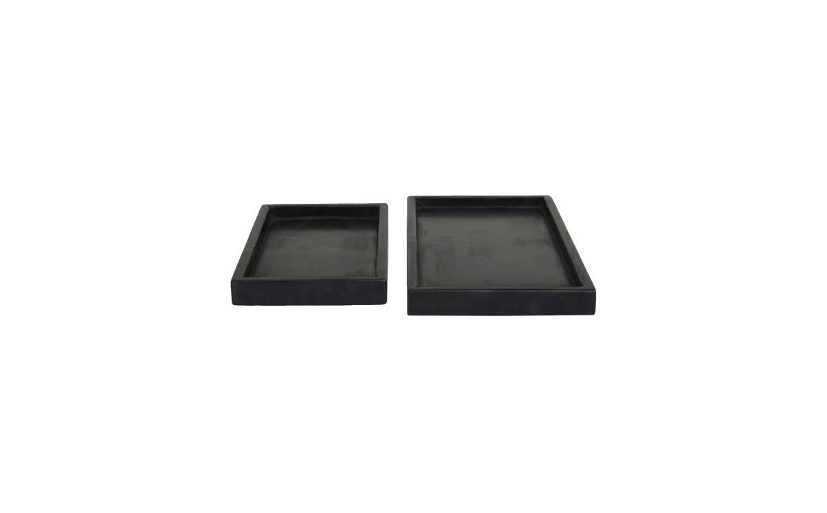 Cosmoliving Marble Modern 2 Piece Tray Set In Black Small