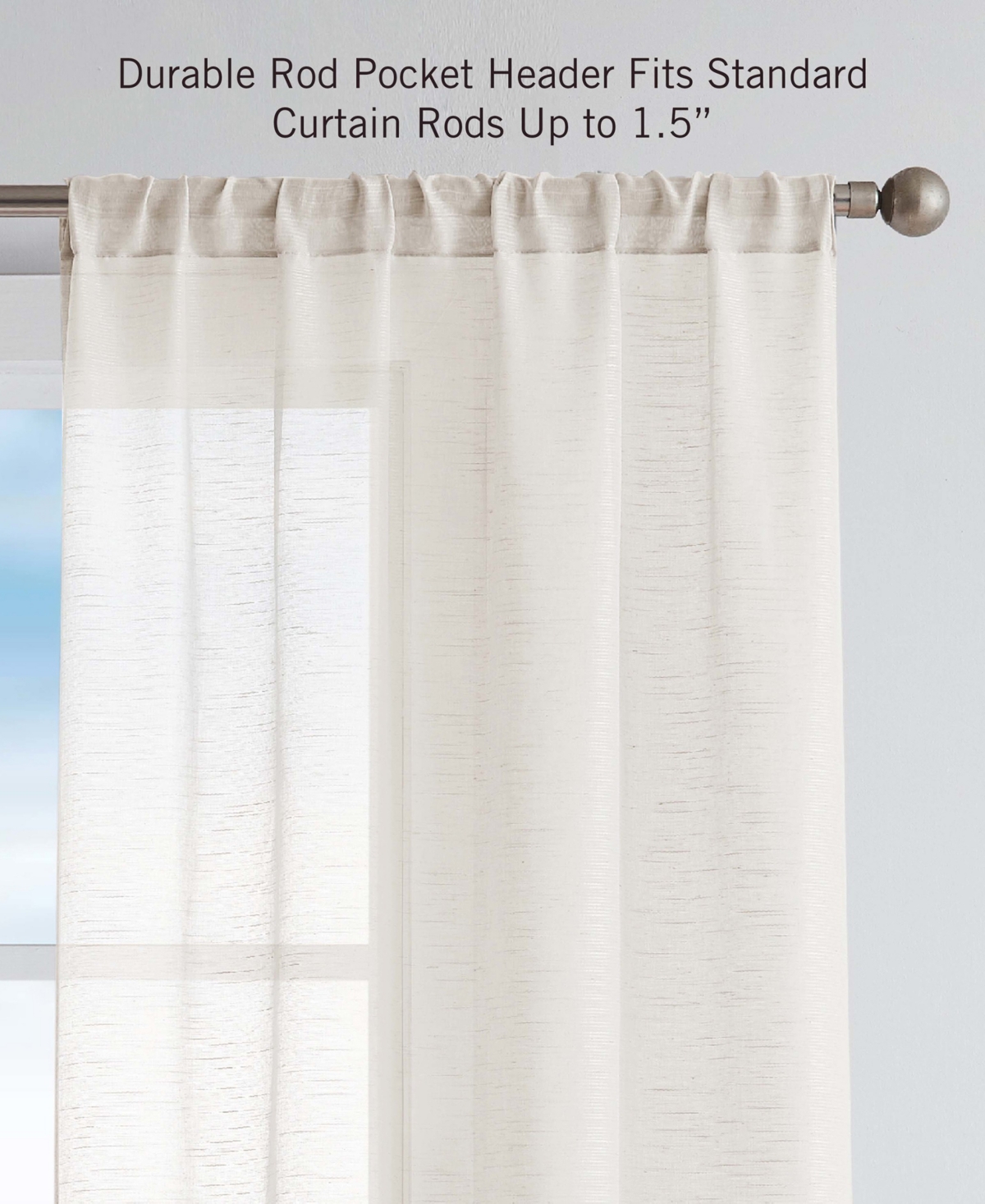 Nautica Erasmus Sheer Rod Pocket Window Curtain Panel Pair, 38