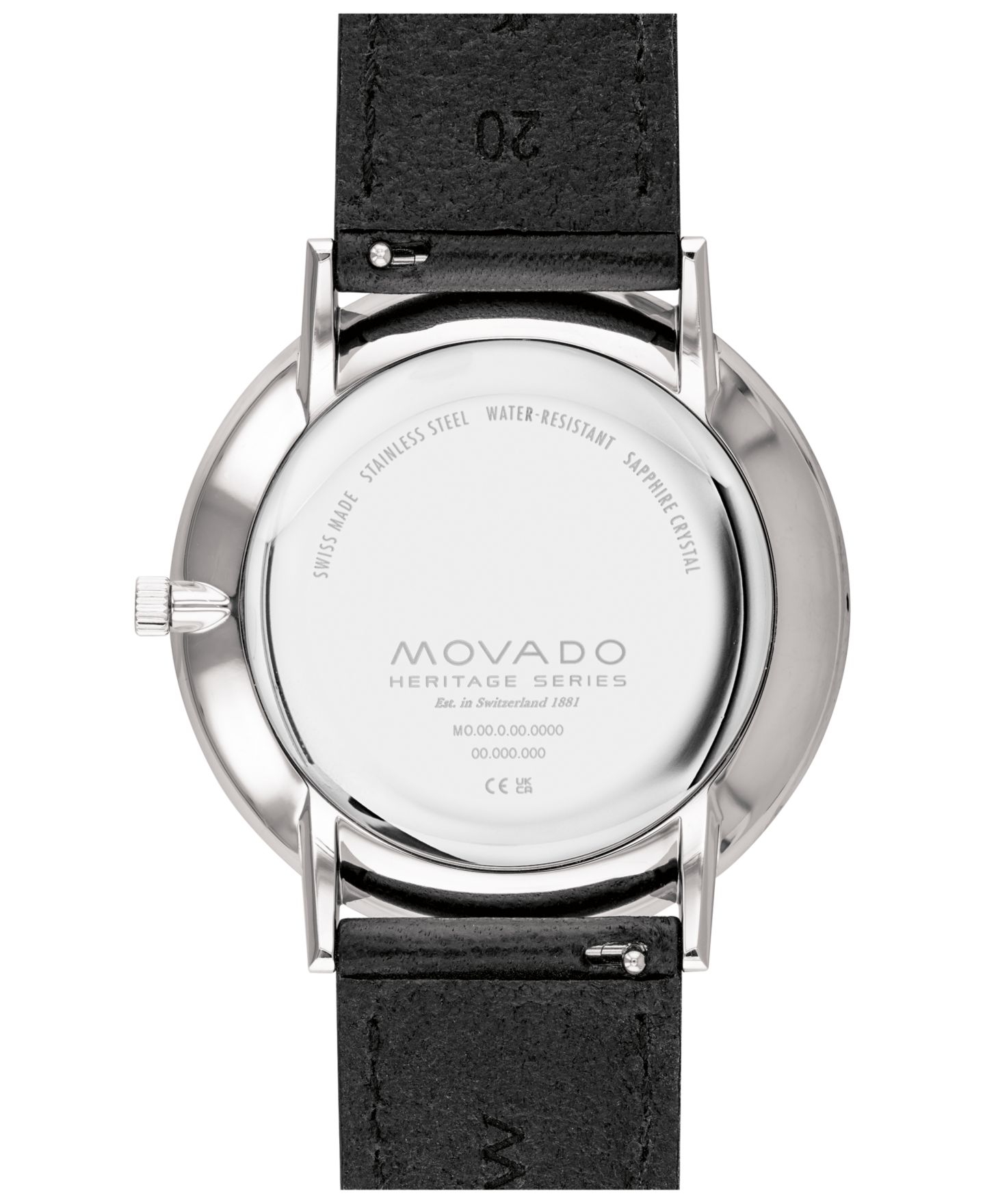 Мужские часы Movado Heritage Black Genuine Leather Strap Watch 40mm — фото 3