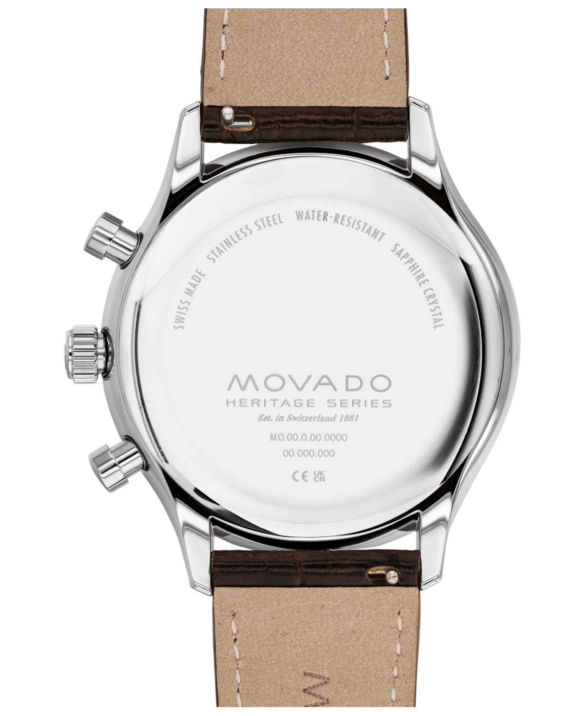 Movado Men's Heritage Brown Genuine Leather Strap Watch, 43mm