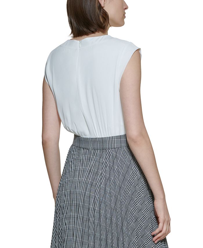 DKNY MixedMedia Fit & Flare Dress Macy's