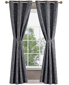 Groovy Paisley Textured Blackout Grommet Window Curtain Panel Pair with Tiebacks Collection
