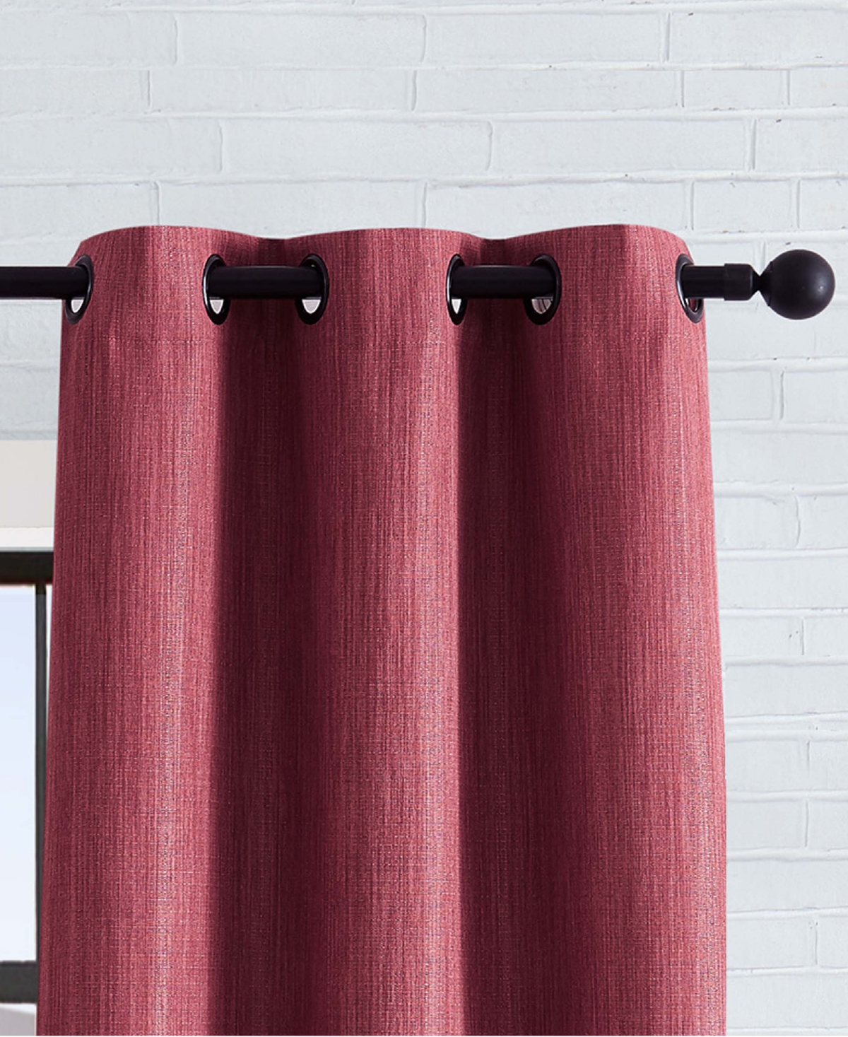 Lucky Brand Solana Thermal Woven Room Darkening Grommet Window Curtain Panel Pair with Tiebacks, 38