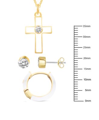 Crystal Enamel Necklace and Earring Set, 3-Piece