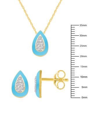 Crystal Enamel Necklace and Earring Set, 2-Piece