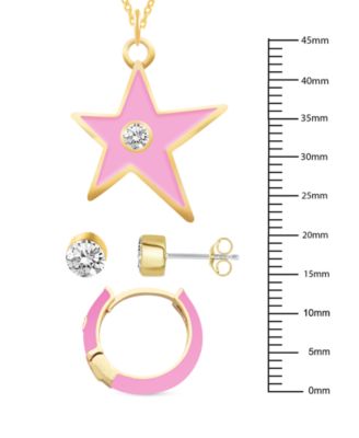 Crystal Enamel Necklace and Earring Set, 3-Piece